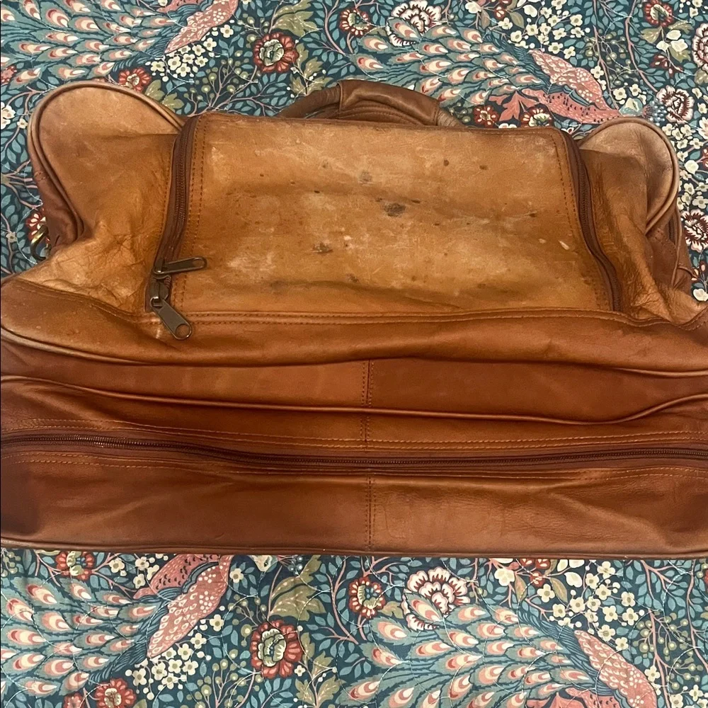 Vintage Boulder Ridge Tan Leather Duffel Bag